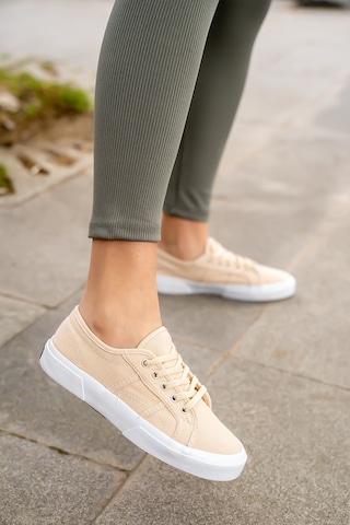 Kadın Keten Sneaker Bej