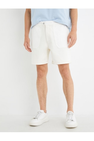 Koton Kot Şort Beli Lastikli Düğmeli Cep Detaylı Katlı Paça Kırık Beyaz 3sam40322nd 3SAM40322ND001 Ekru