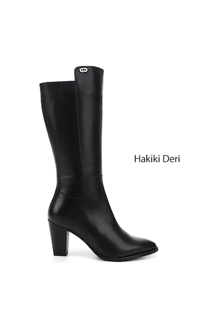 Gönderi(R) Gönderi R Kadın Siyah Sivri Burun Kalın Topuklu Hakiki Deri Çizme Gkzc13447530 Siyah