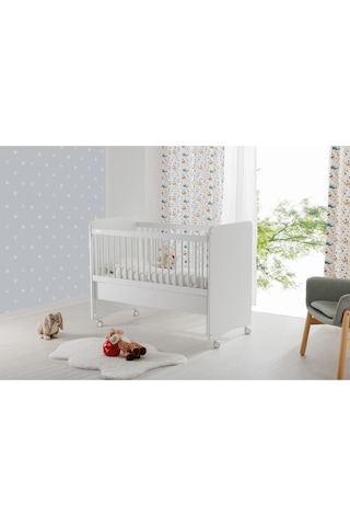 Bw1065 - Pratik Kademeli Anne Yanı Tekerlekli Beşik Beyaz 60x120 Beyaz