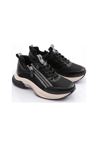Dgn 30164 Kadin Bağcikli Fermuarli Spor Ayakkabi 30164-2027-R7704 Platin - Siyah
