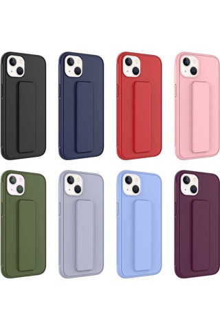 Apple Uyumlu iPhone 13 Kılıf Zore Qstand Kapak Lila