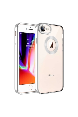 Nourthkiingdom Apple Uyumlu iPhone Se 2022 Kılıf Kamera Korumalı Logo Gösteren Nrtk Omega Kapak - Gümüş Gümüş