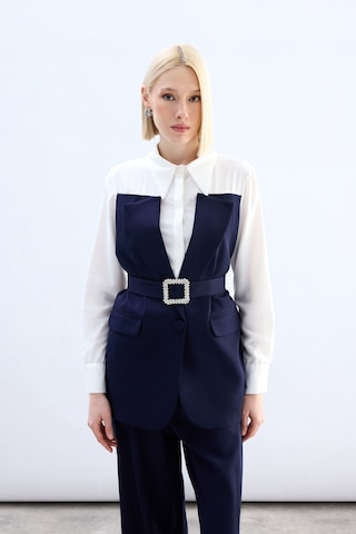 Sateen Ceket Görünümlü Gömlek - Lacivert-136792 Lacivert