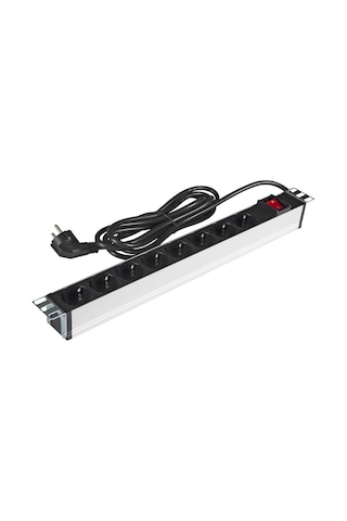 Lande 19" Kabinet İçin 8 Li Elektrik Prizi Alüminyum Gövde