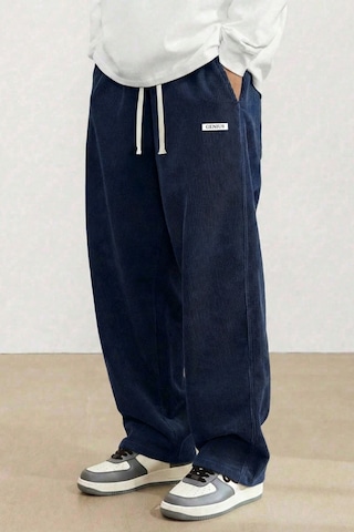 Genius Store Genıus Erkek Pantolon Fitilli Kadife Bol Paça Oversize Pantolon Lacivert