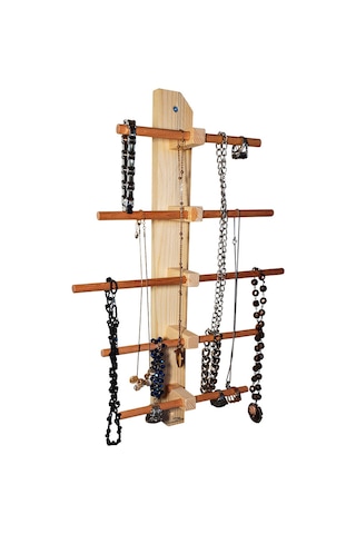 Doğal ahşap duvar takı askısı askılık organizer takı düzenleyici