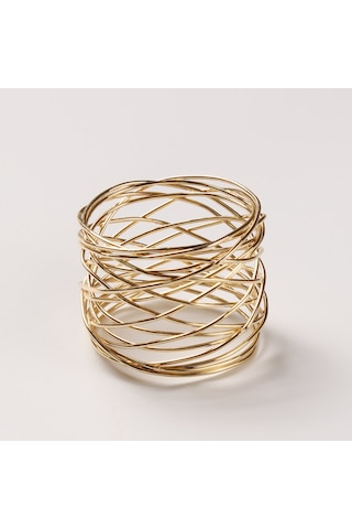 Pieces Noel Peçete Halkaları - Altın Kaplamalı İpek, Benzersiz Peçeteler