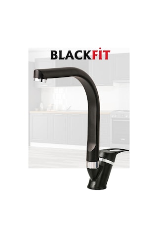 Siyah Mix Mutfak Bataryası Filtreli Mutfak Musluğu Eviye Bataryası Çift Su Girişli Siyah