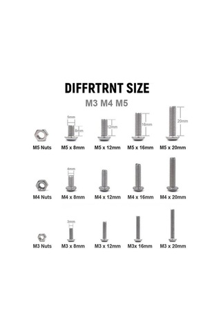 Fortunelane 500 Adet M3 M4 M5 Paslanmaz Çelik Kenar Başlı Cıvata Ve Somun Seti - Düzenleyici Kutulu