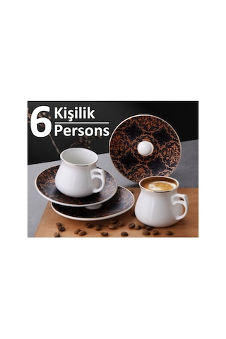 6 Kişilik Porselen Altın Yaldızlı Türk Kahvesi Kahve Fincanı Takımı Kahverengi 6 Kişilik Porselen Altın Yaldızlı Türk Kahvesi Kahve Fincanı Takımı Kahverengi