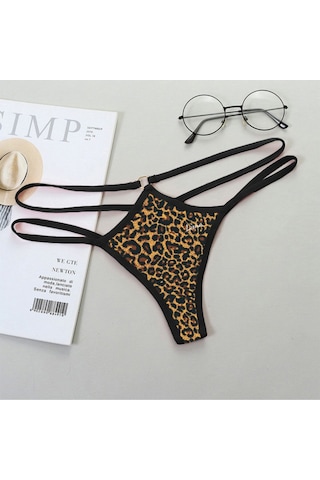 Leopar Desenli Fantazi Iç Giyim Kadın Fantezi String Çok Renkli
