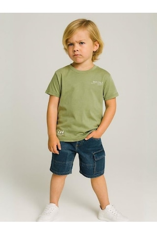 Jack Lions Erkek Bebek Pamuklu Sırtı Baskılı Skate T-shirt-15702 Yeşil