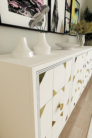 Ka1803bg Moka180 Konsol, Kahve Köşesi, Tv Sehpası Beyaz-gold 180cm Beyaz-gold