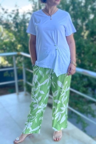 Mia Butik Büyük Beden Bahar Takım Beyaz - Yeşil Beyaz-yeşil