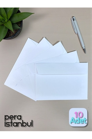 10 Adet C6 Beyaz Davetiye Lüks Tebrik Kartı Mektup Mühür Cüzdan Büyük Kapasiteli Zarf 114x162mm