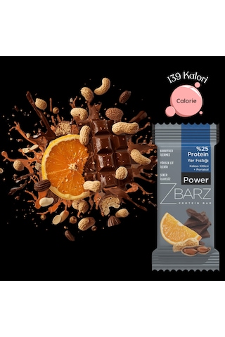 Zbarz Power Portakal Kakao Yer Fıstıklı Protein Bar 12 x 35 G
