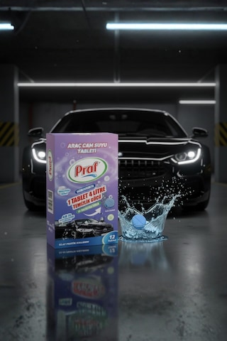 Praf Araç Cam Suyu Tableti 12 Adet 1 Tablet 4 Litre Oto Silecek Suyu Temizleyici Konsantre