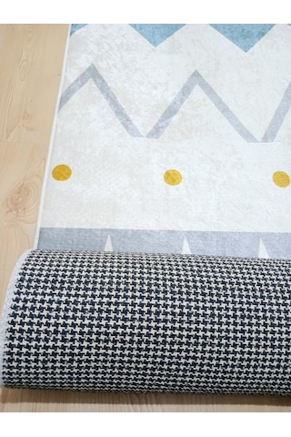 Zig Zag, Makinede Yıkanabilir, İnce, Dokuma Tabanlı, Çocuk Odası Halısı Çok Renkli