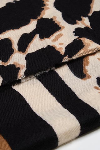 Akswsuar Zebra Desenli Şal Kahve