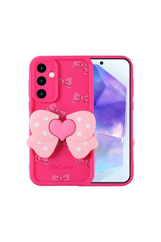 Galaxy A35 Kılıf Kamera Korumalı Figür Tasarımlı Zore Kapya Kapak Pembe Koyu