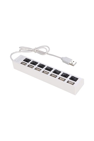 Skycity 7 Port Usb 2.0 Hub Beyaz - Bağımsız Anahtar Ve Gösterge Işığı, 480mbps Hızlı Veri Transferi, Çoklu Cihaz Desteği