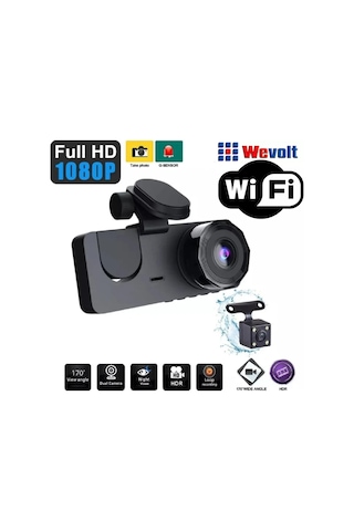 2 İnç 3 Kameralı 1080p Yol Kayıt Araç Kamerası Araç Kamera