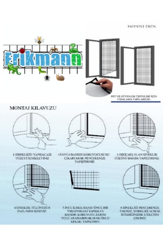 En 0:75 Boy :0:120 Fiberglass Aç Kapa Yıkanabilir Pencer Sinekliğ
