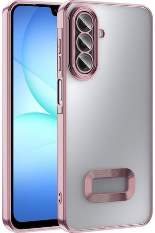 Galaxy Uyumlu A17 Kılıf Kamera Korumalı Logo Gösteren Zore Omega Kapak - Rose Gold Rose Gold