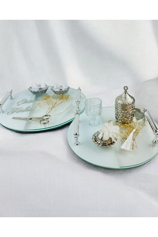 Radiant Söz Tepsisi Ve Nişan Tepsisi Seti Kırmızı Kırmızı