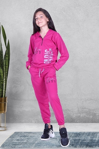 Fyk Kids Love Cıty Fermuarlı Kız Eşofman Takımı Fuşya