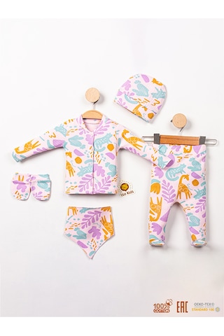 Leo Kids 5 Li Yenidoğan Bebek Hediyesi Takım Organik Kumaş Hastane Çıkışı Çok Renkli