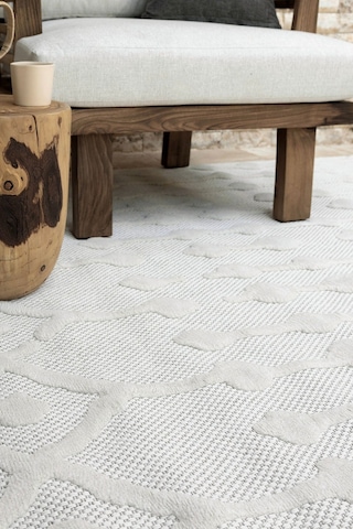 Silva Beyaz Halı Yıkanabilir Halı Balkon Halısı Oturma Odası Kori Beyaz