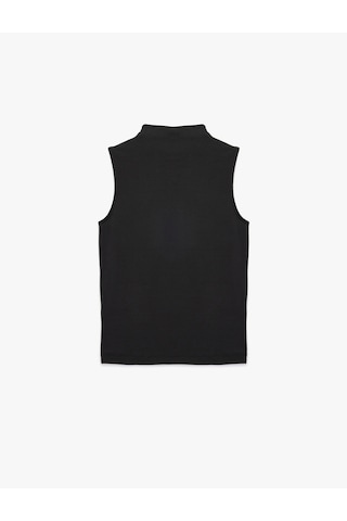 Koton Modal Kumaş Slim Fit Dik Yaka Kolsuz Tişört Siyah 7wak10090ek