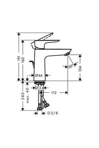 Hansgrohe Talis E Tek Kollu Lavabo Bataryası 110 MM Kumandalı Krom - Mat Siyah 71710340