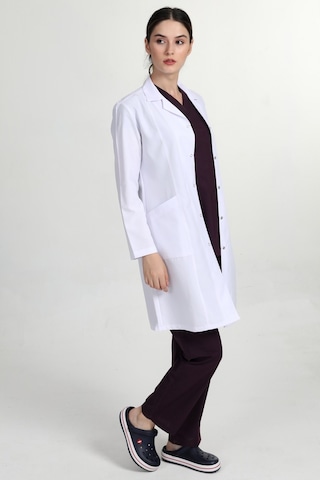 Önlük Uzun Gömlek Yaka Doktor Hemşire Öğretmen Kadın Önlüğü Beyaz