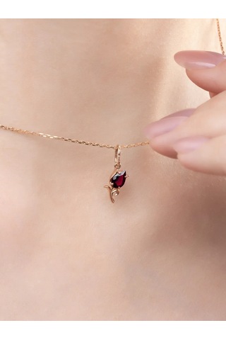 Uvelirnye Tradicii Doğal Granat Taşlı 925 Ayar Gümüş Kolye 403045705