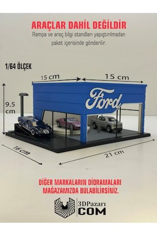 3d Baskı 1/64 Ölçekli Ford Showroom Tasarımlı Diorama Araç Sergileme Garajı