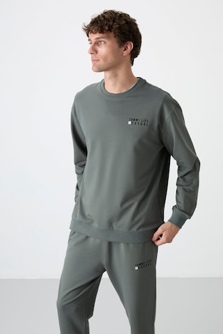 Tommy Life Çağla Casual O Yaka Lastik Paça Pamuklu Erkek Oversize Eşofman Takımı - 85120 Yeşil