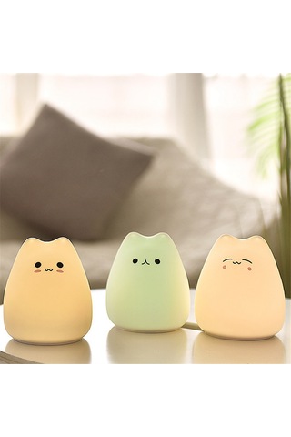 Mini Kedi Gece Lambası Karikatür 7 Renk Uyku Lambası, Sevimli Kediler Diğer