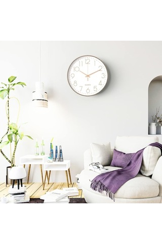 Minimalist Duvar Saati Gümüş , 30 Cm 12 İnç Modern Sessiz Duvar Saati, Sessiz Kuvars Hareketi Diğer