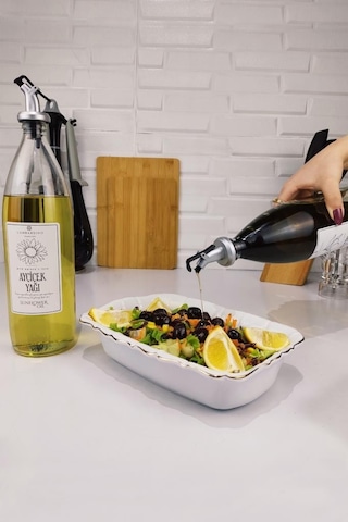 Lombardino Vetro 2'li Zeytinyağı Ve Sıvıyağ Şişesi Yağdanlık 1000 Ml Sh-003