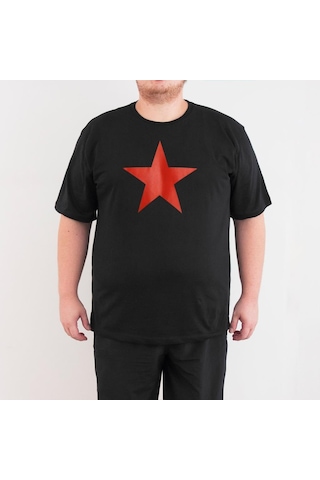 Bant Giyim - Kızılyıldız 4Xl Büyük Beden Siyah Erkek Tişört Çok Renkli