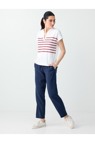 Jimmy Key Jimmy Key Kırmızı Çizgi Desenli Kolsuz V Yaka Örme Sweatshirt 6sw235709600