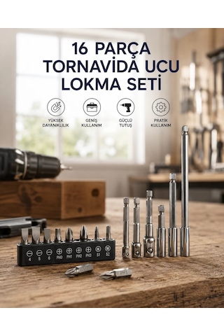 16 Parça Bits Adaptör Ve Tornavida Ucu Seti 70775347