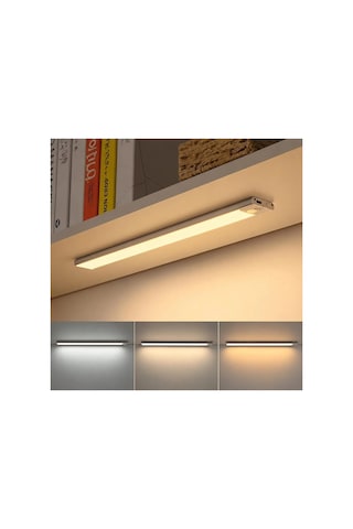 40 Cm Sensörlü Alüminyum Usb Şarjlı Led Gece Lambası 3 Renk Kısılabilir Mutfak Tezgah & Dolap İçi Çok Renkli