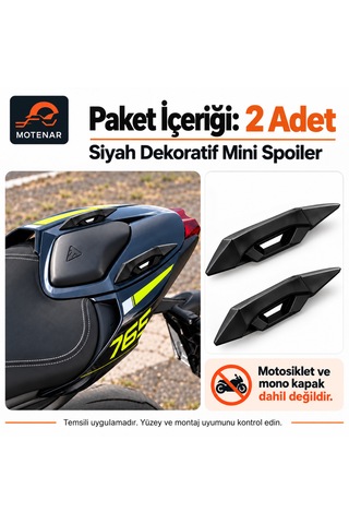 Motenar Universal 2'li Spoiler Mono Kapak Spoiler - Kanat Dekoratif Mini Spoiler Siyah