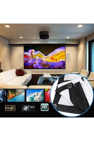 Vkemall 100 İnç 16:9 Portatif Katlanabilir Projeksiyon Ekranı - Polyester Malzeme, Taşınabilir Tasarım