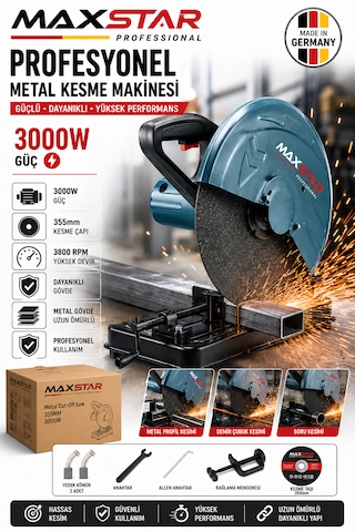 Maxstar PRF3035M 3000W Profil Kesme Makinesi 355MM 45 Açılı Metal Demir Boru Profil Kesme