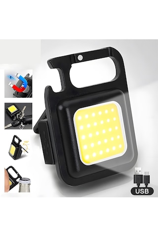 Cevval Çok Işlevli Şarj Edilebilir Mini Led Anahtarlık El Feneri Siyah